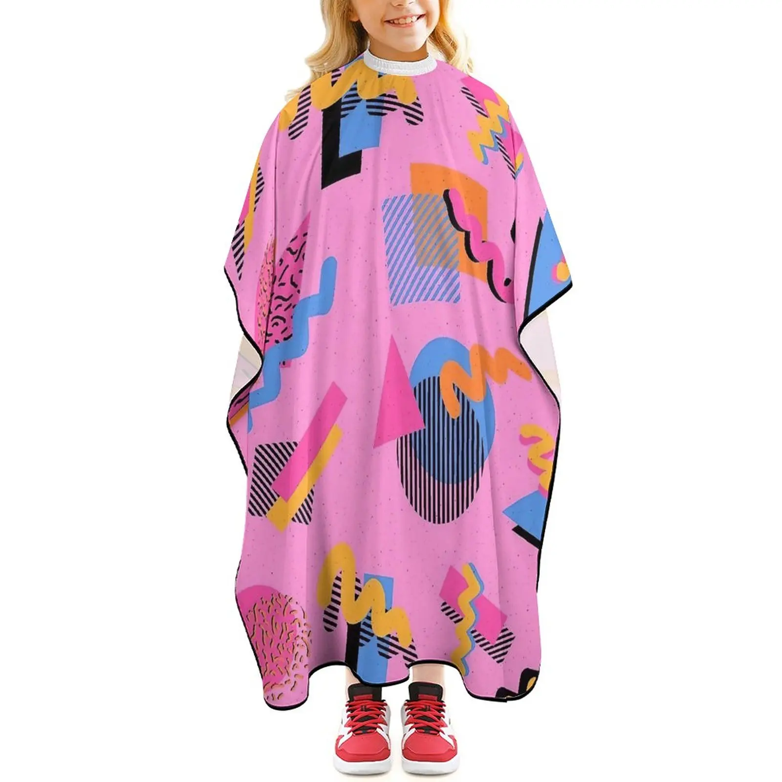 

Haircut Salon Hairdressing Cape for Kids Child Polyester Smock Cover Waterproof Shampoo Cutting Household Capes Memphis Pattern