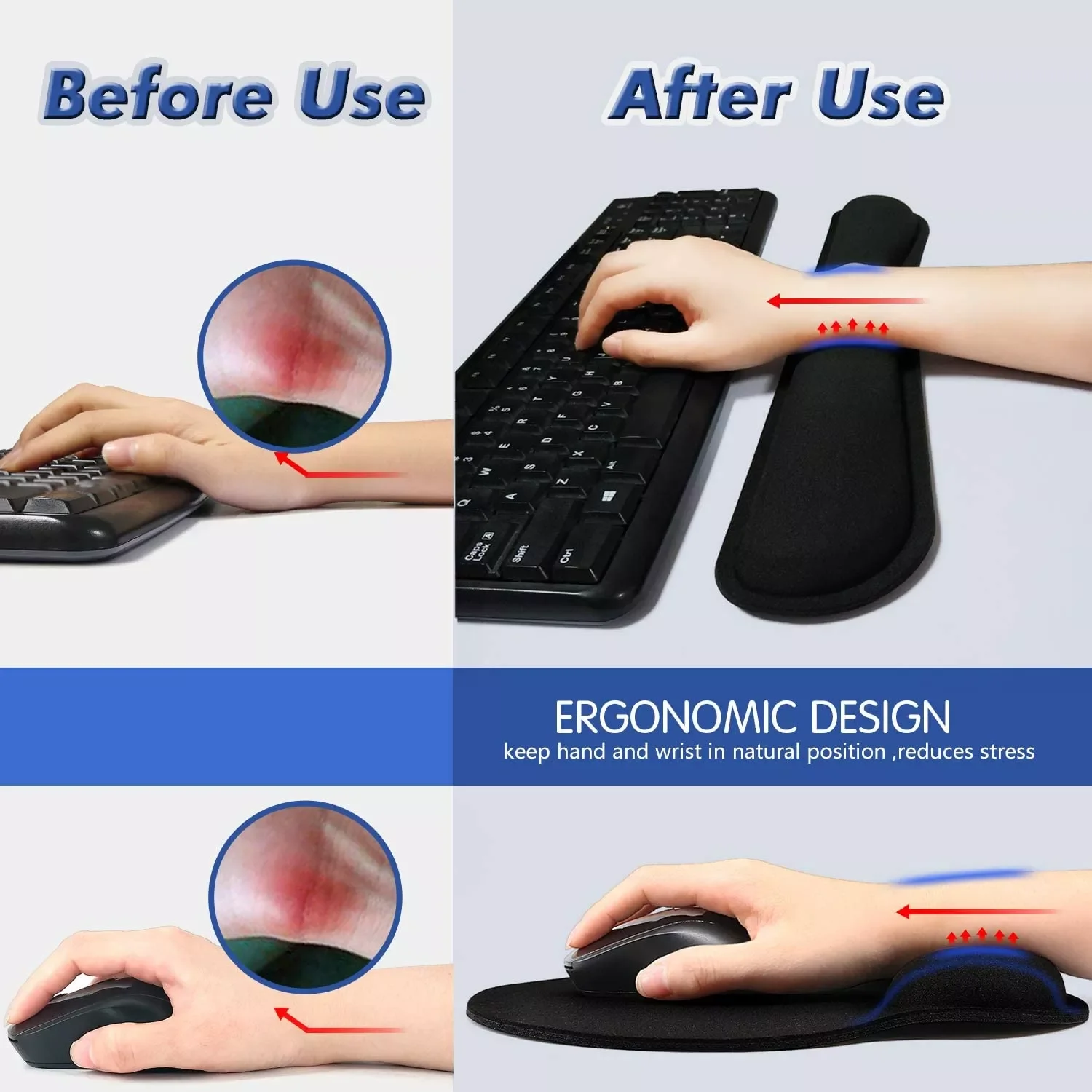 

2022 Trend Mouse Pad with Gel Wrist Rest Non-Slip Base Wrist Rest Pad Ergonomic Mousepad for Typist Office Gaming PC Laptop