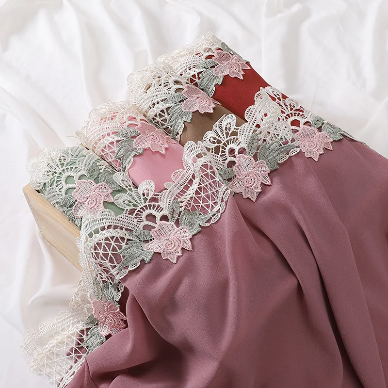 Новый Премиум жемчужный шифоновый хиджаб длинная шаль с вышивкой кружевной