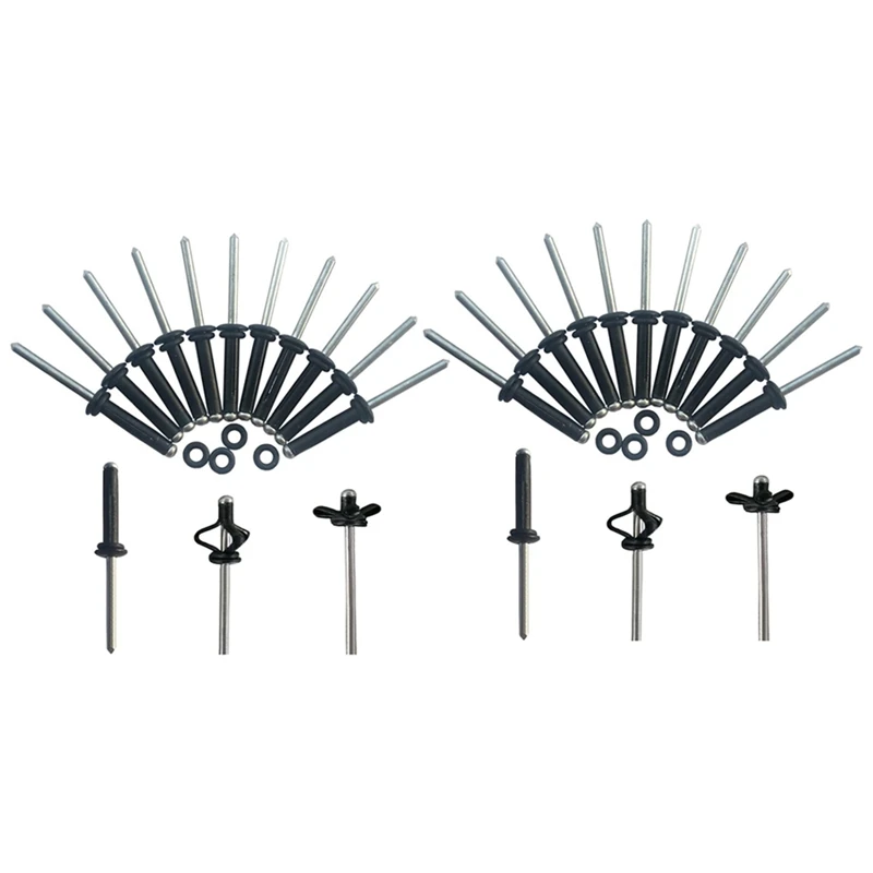 

40 Pcs Tri-Grip Rivet With 40 O Rings Long Grip Tri-Fold Tri Bulb For Deep Water Installing Kayak, Canoe And Boat