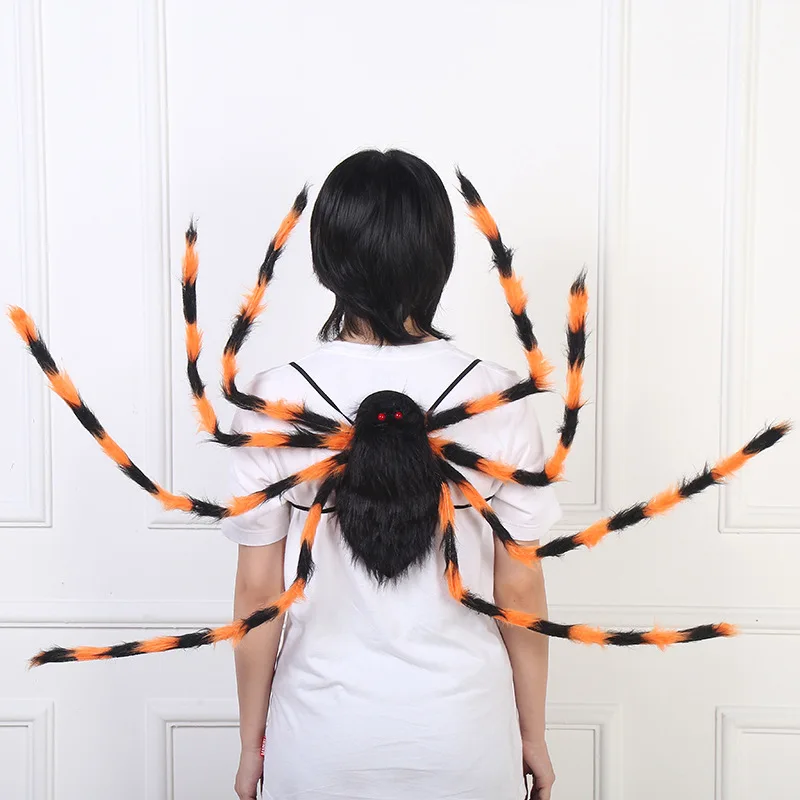 

125cm Halloween Spider Pocket Bag Backpack Masquerade Halloween Party Decoration Cosplay Props Haunted House Horror Candies Bag