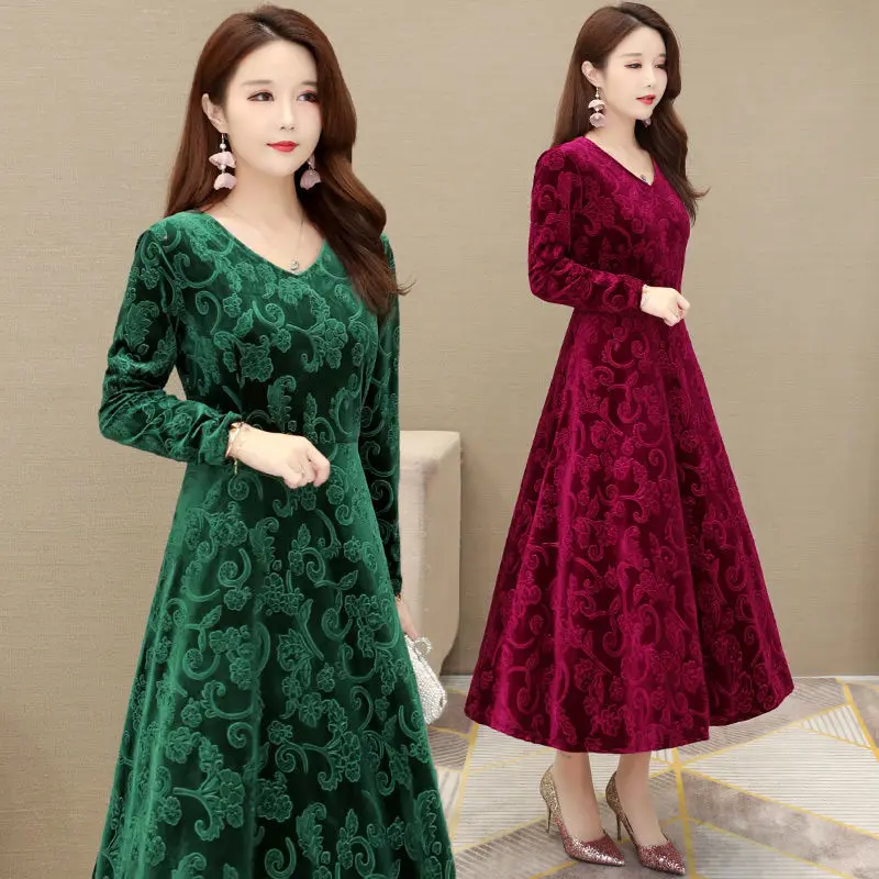 Платья для женщин Золотое бархатное платье миди юбка выше колена Vestido De Mujer |