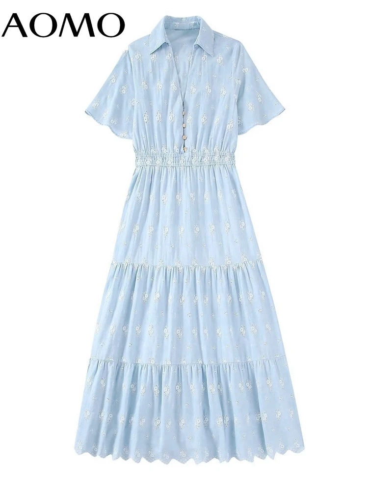 

Женское хлопковое платье средней длины, с коротким рукавом и поясом на резинке