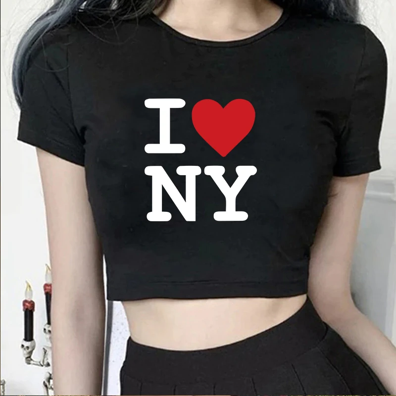 Y2k I Love Ny 2000 уличная одежда в стиле Харадзюку сексуальная Женская милая детская