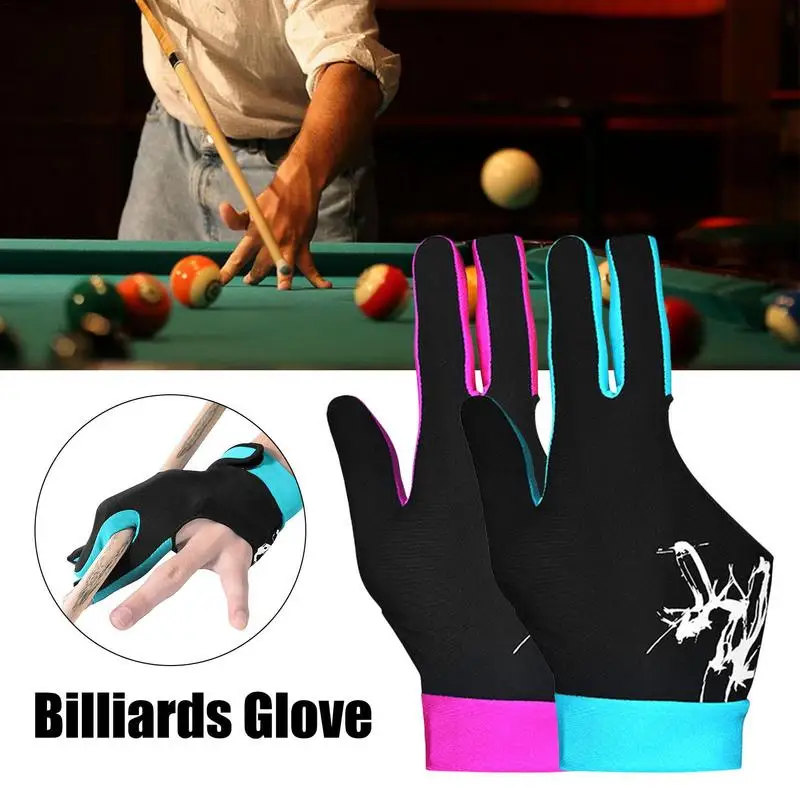 

Pool Gloves Billiards Left Hand Men Snooker Cue Sports Glove Pool Table Gloves 3 Finger Adjustable & No-Slip Grip For Left Hand
