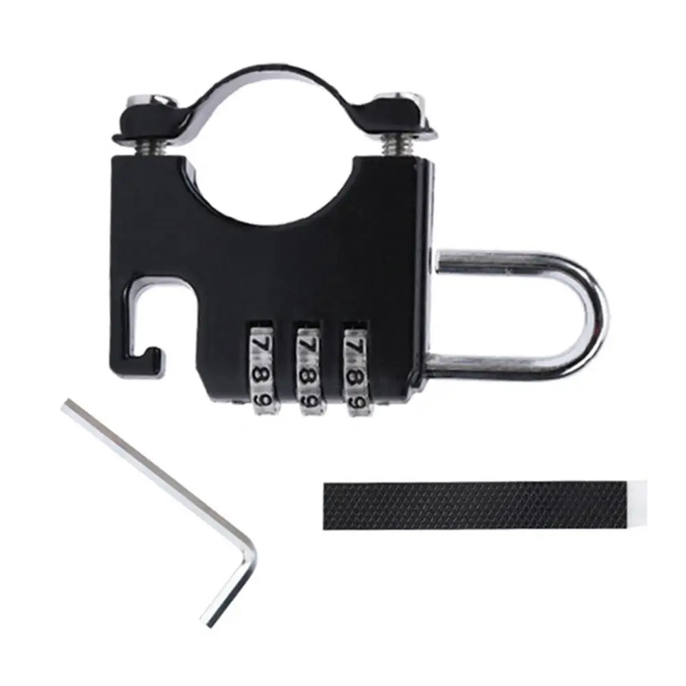 

Helmet Combination Lock For Motorcycle Electric Bike Handlebar Mount Aluminum Alloy Helmet Lock Cycling Accessories