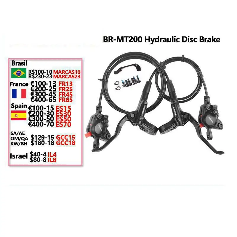 

Тормоз MT200 BL BR MTB E-bike гидравлический дисковый велосипедный тормоз Электрический велосипед тормоз левый передний правый задний тормоз
