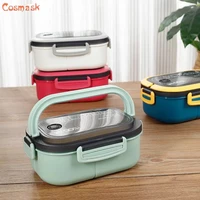 2022 portable sealed lunch box 2 tier lattice student office staff fruit food containers with forks and spoons