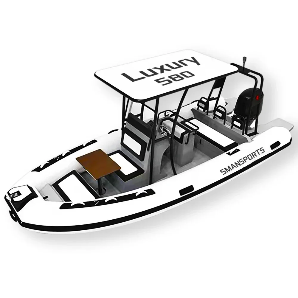 Роскошная надувная спортивная лодка RIB с алюминиевым корпусом 580 см и трубкой из