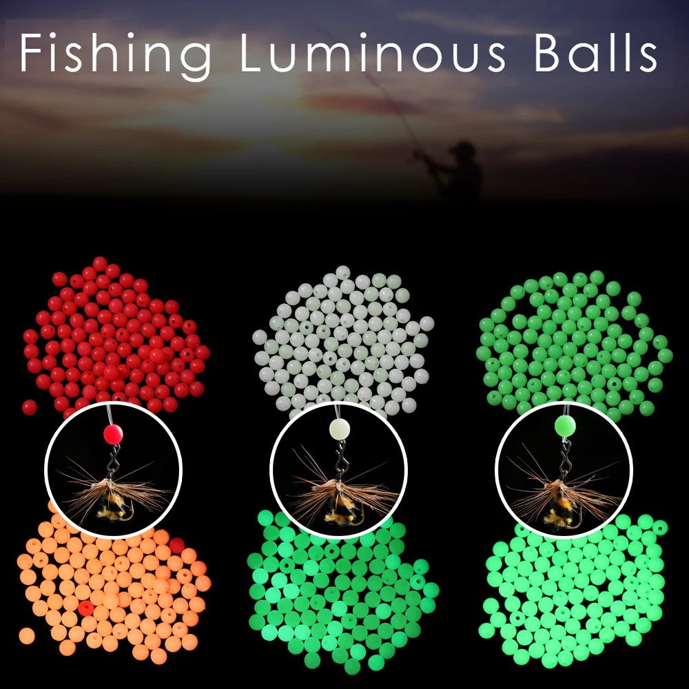 

100pcs/Lot 3mm-12mm Luminous Beads Fishing Space Beans Round Float Balls Light Glowing For Outdoor Fishing Accessories Set pesca