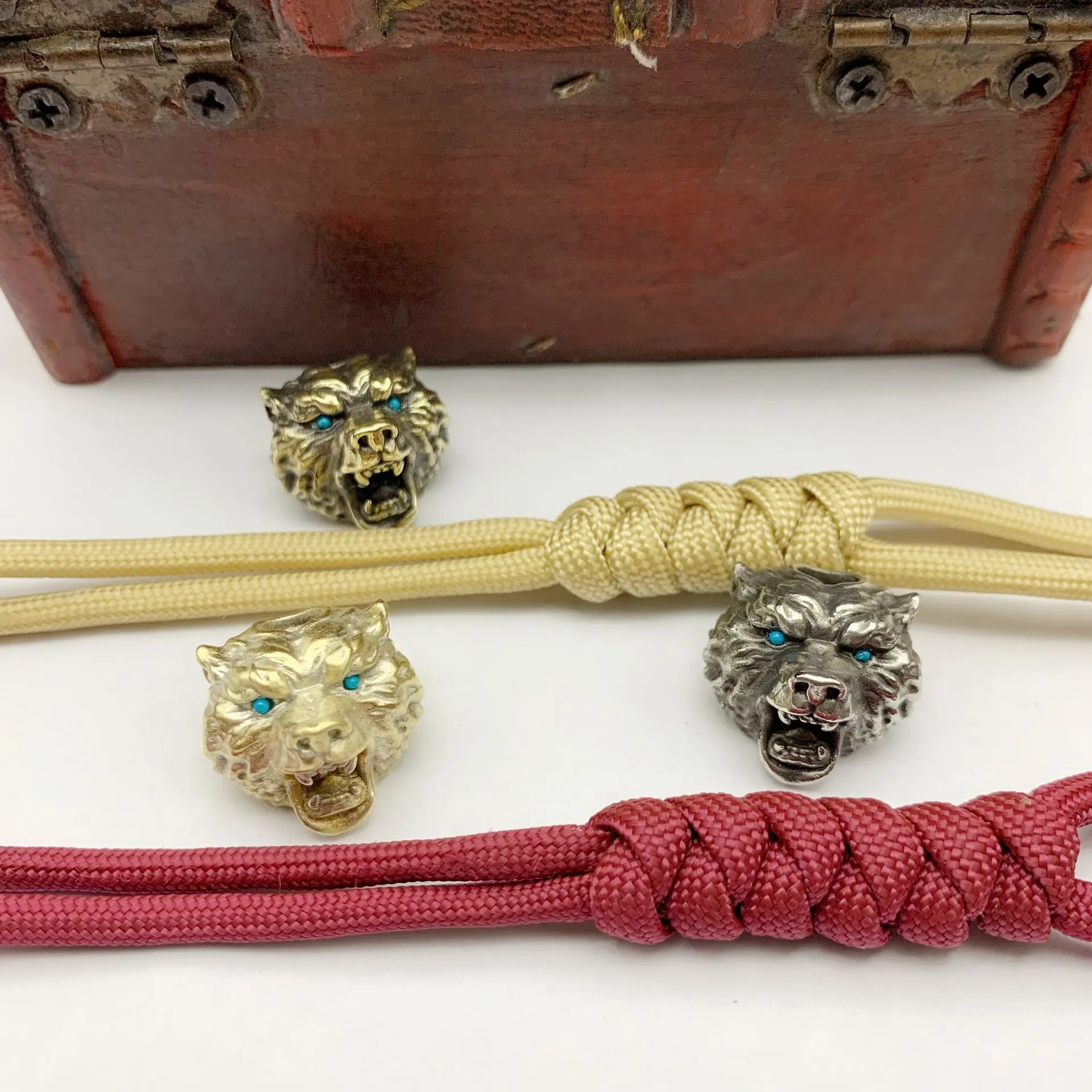 XM-funny DIY Umbrella Cord Pendant Black Bear Head Knife Pendant Brass Outdoor EDC Tool Accessories Brass Pendant