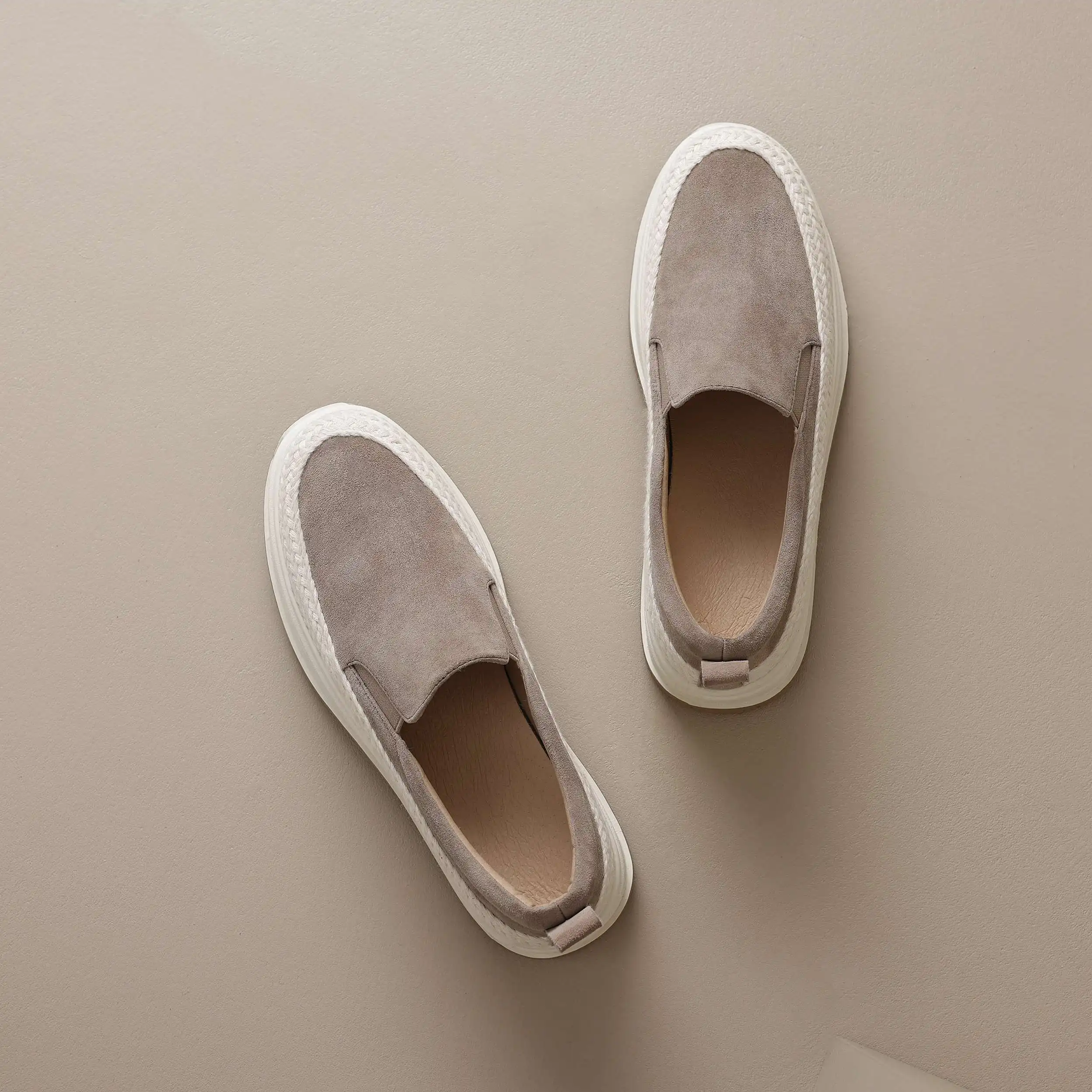 Lanxuryee овечья замша высокий каблук толстая подошва слипоны Весенняя женская