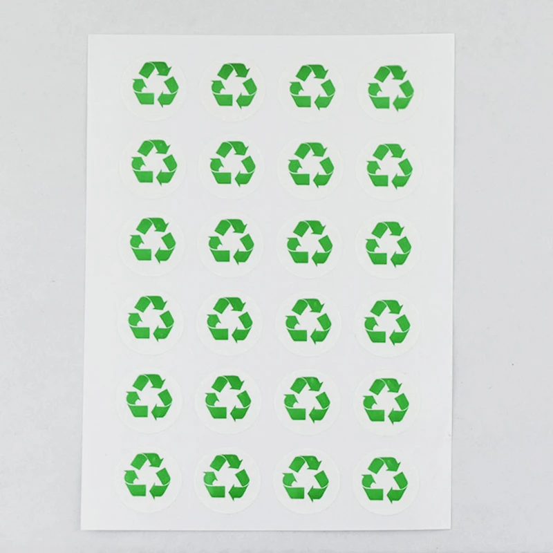 Green Color Recycle Mark Label Sticker for Recyclable Product GU14