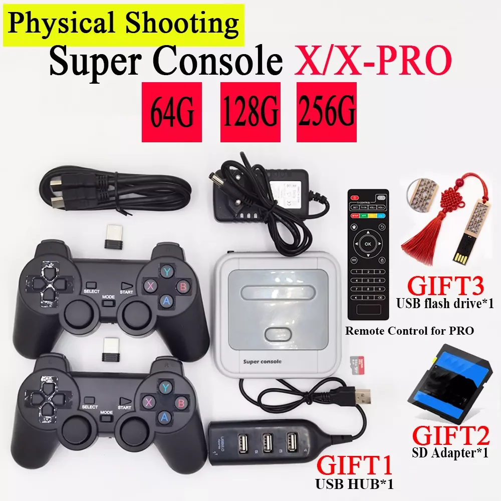 

Ретро Wi-Fi супер консоль X Pro 4K HD видео игровые консоли для PS1/PSP/N64/DC с 50000 + игр с 2,4G беспроводными контроллерами