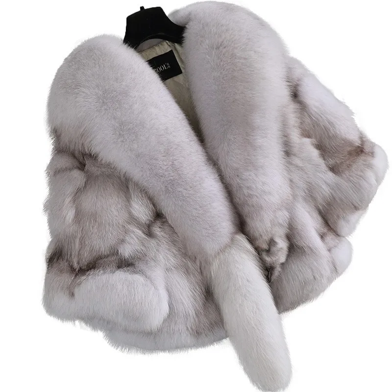 New Winter 100% Real Fox Fur Coat Genuine Fox Fur Natural Fur Short Cape Shawl Coat for Women Outdoor Fur Coat Luxury