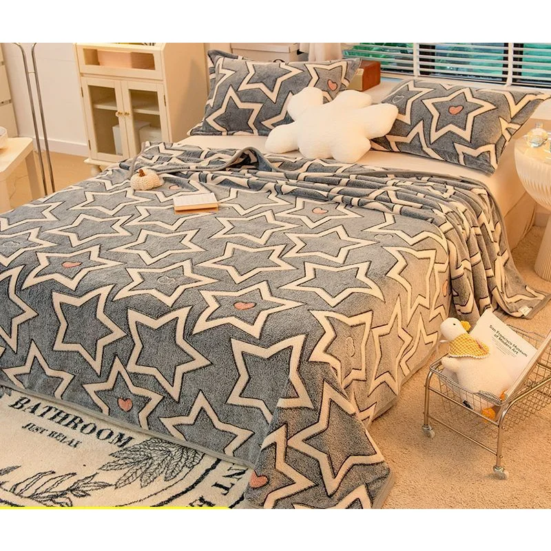 

1PCS Flannel Bed Sheet Mod Cartoon Bed Sheets Soft For Queen/King Bed Size Home Fashion Warm Winter Bedding Cover Foldable Flat