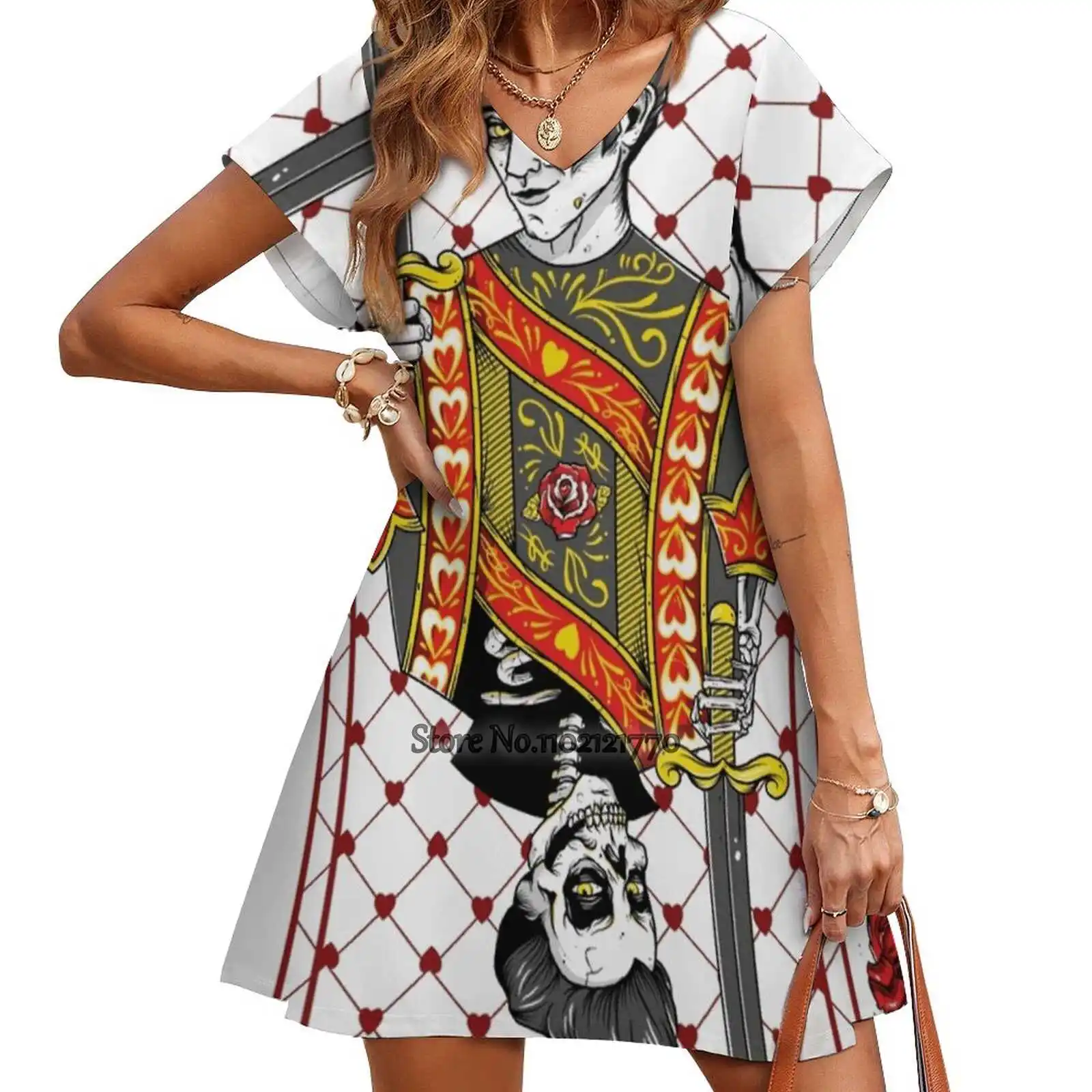 Женское платье с принтом Элегантное летнее квадратным вырезом и в виде черепа