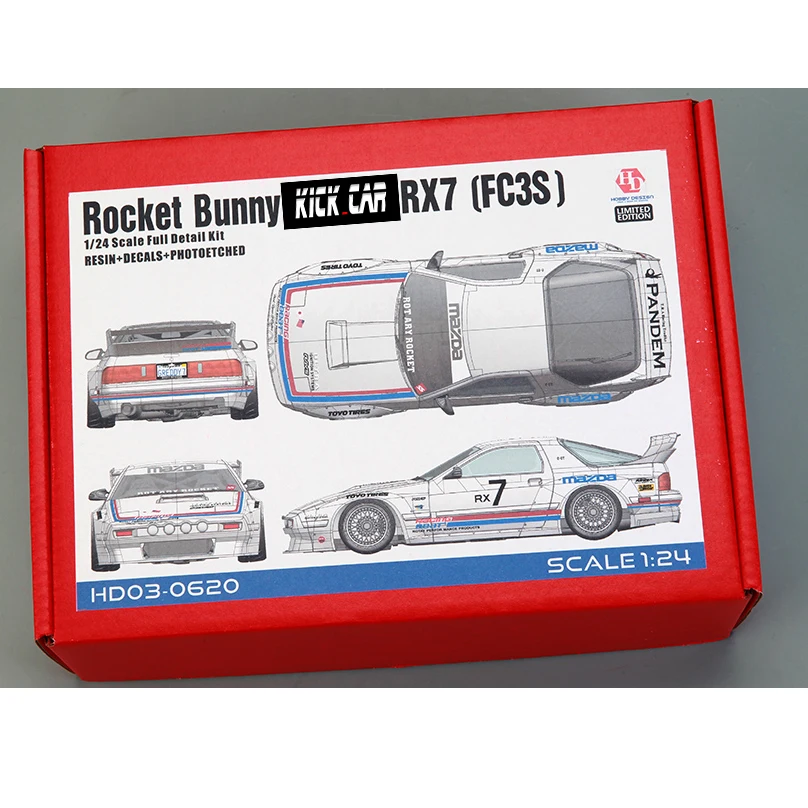 

Hobby Design 1/24 Rocket Bunny RX7(FC3S) Full Detail Kit (Resin+PE+Decals+Metal Wheels+Metal parts+Metal Logo) HD03-0620