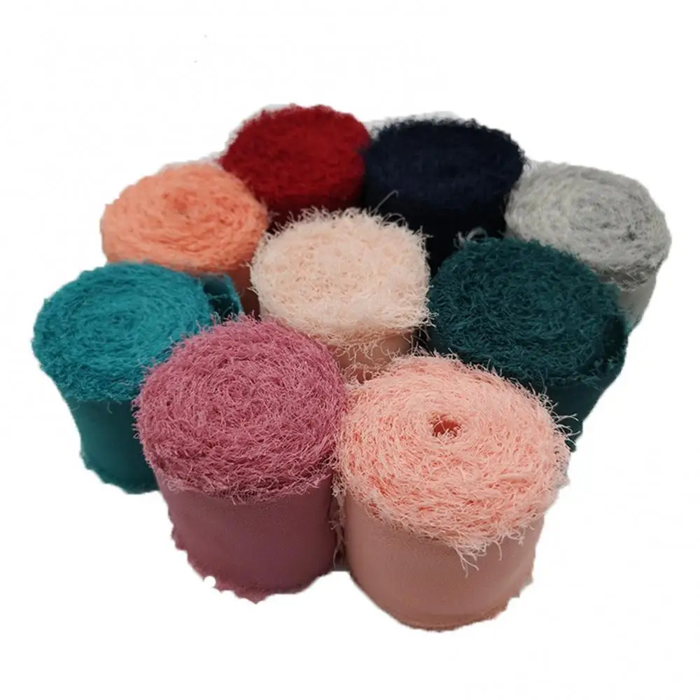 

Frayed Edged Wrinkle Chiffon Silk Ribbon Wedding Flower Bouquet Wrap Decor Prop