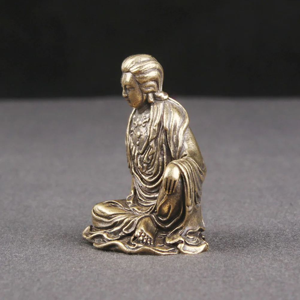

Office Desk Decor Quan Yin Statue Brass Retro Avalokitesvara Figurines Large Temple