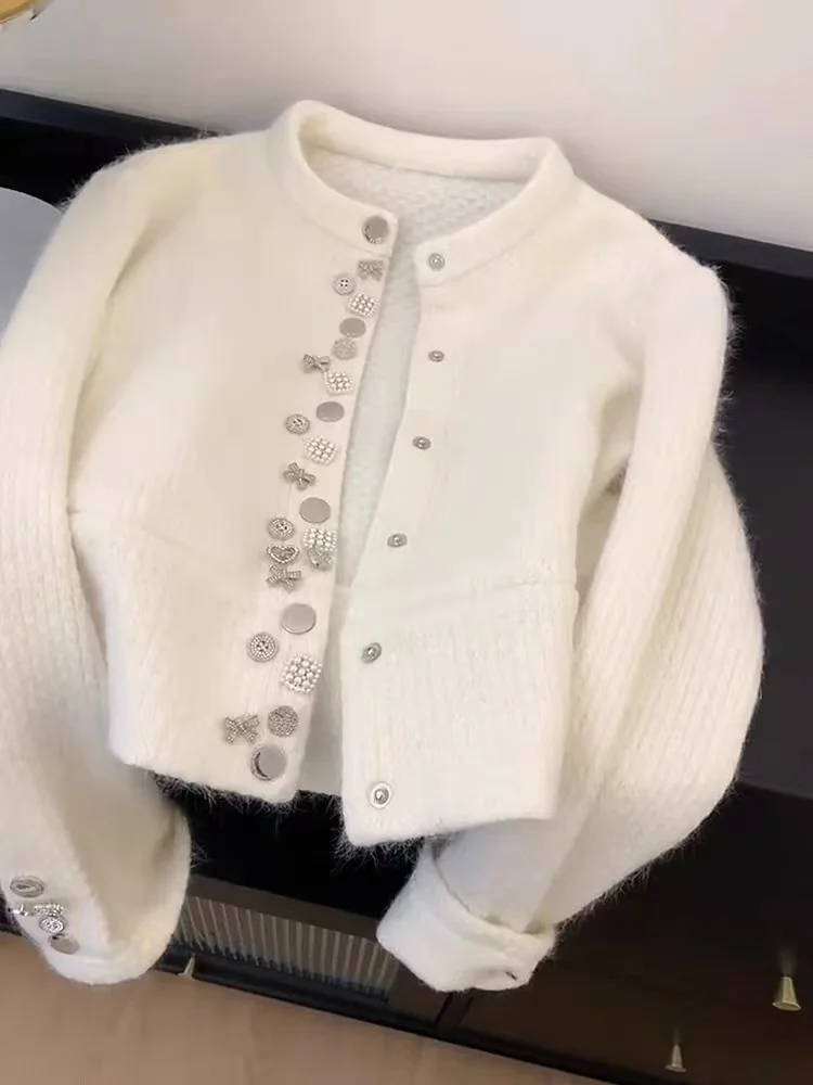 Женский белый кардиган свитер в стиле Харадзюку кашемировые вязаные свитера с