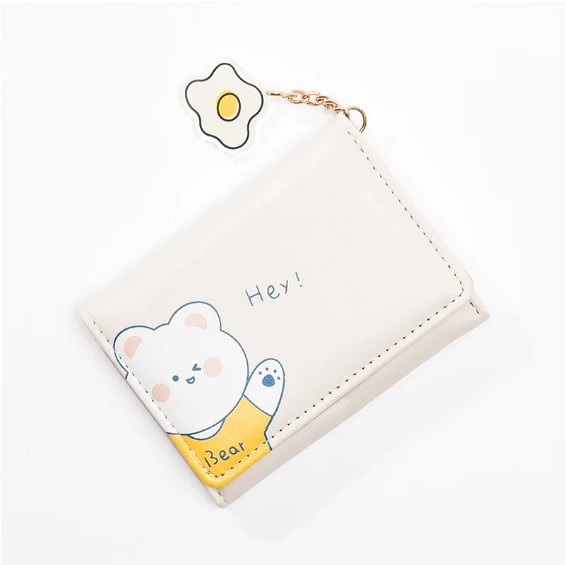 Women Short Cute Small Wallets Student Triple Fold Card Holder Girl ID Bag Card Holder Coin Purse Ladies Wallets Cartoon Purses