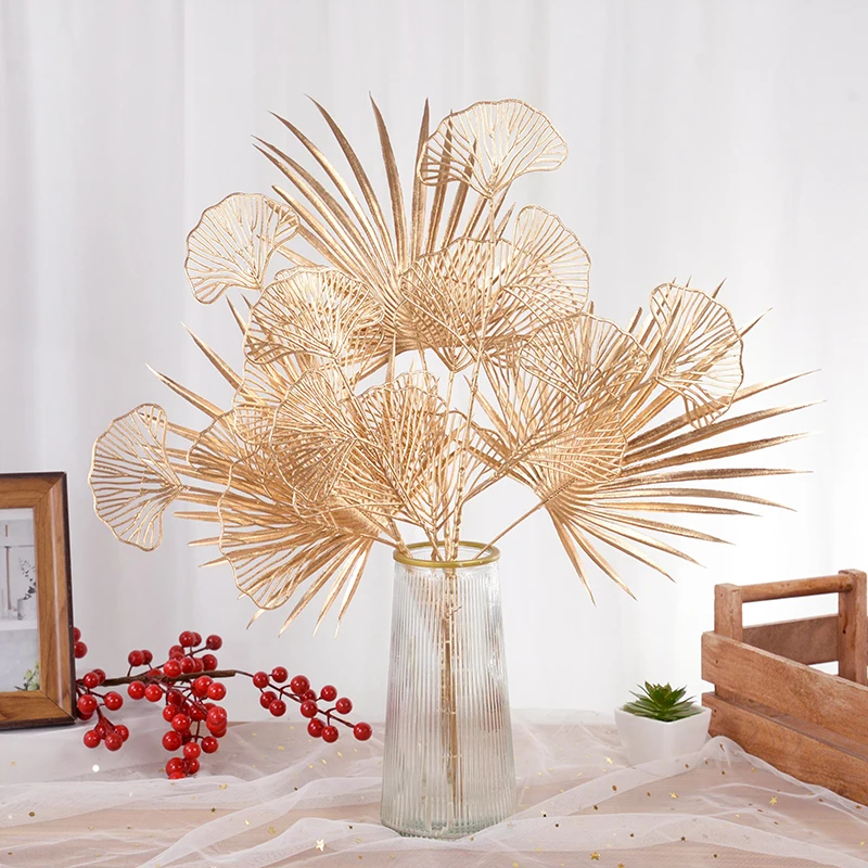 

Gold Artificial Plant Eucalyptus Branch Leaves Christmas Decorations for Home Vase Party Wedding Flower Arrangement DIY Crafts