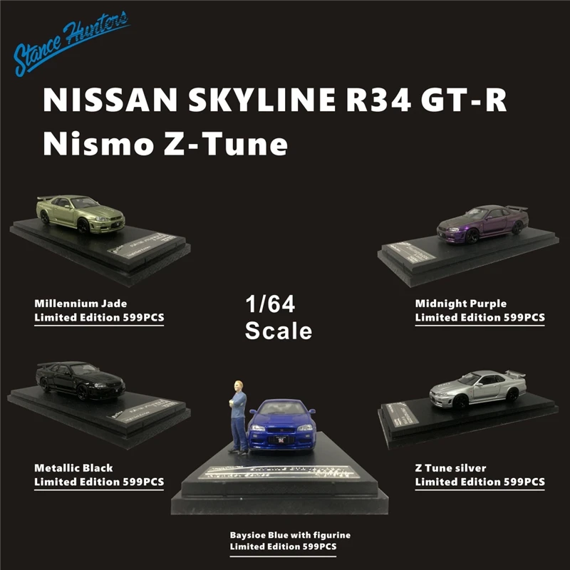 

Stance Hunters 1:64 Nissan Skyline GT-R R34 Nismo Z-Tune Diecast Model Car