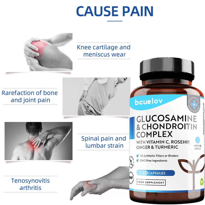 

Chondroitin Glucosamine Calcium Capsules Turmeric Tablet Knee Relief Pain Joint Health Bone Quickly Nutrition Supplement