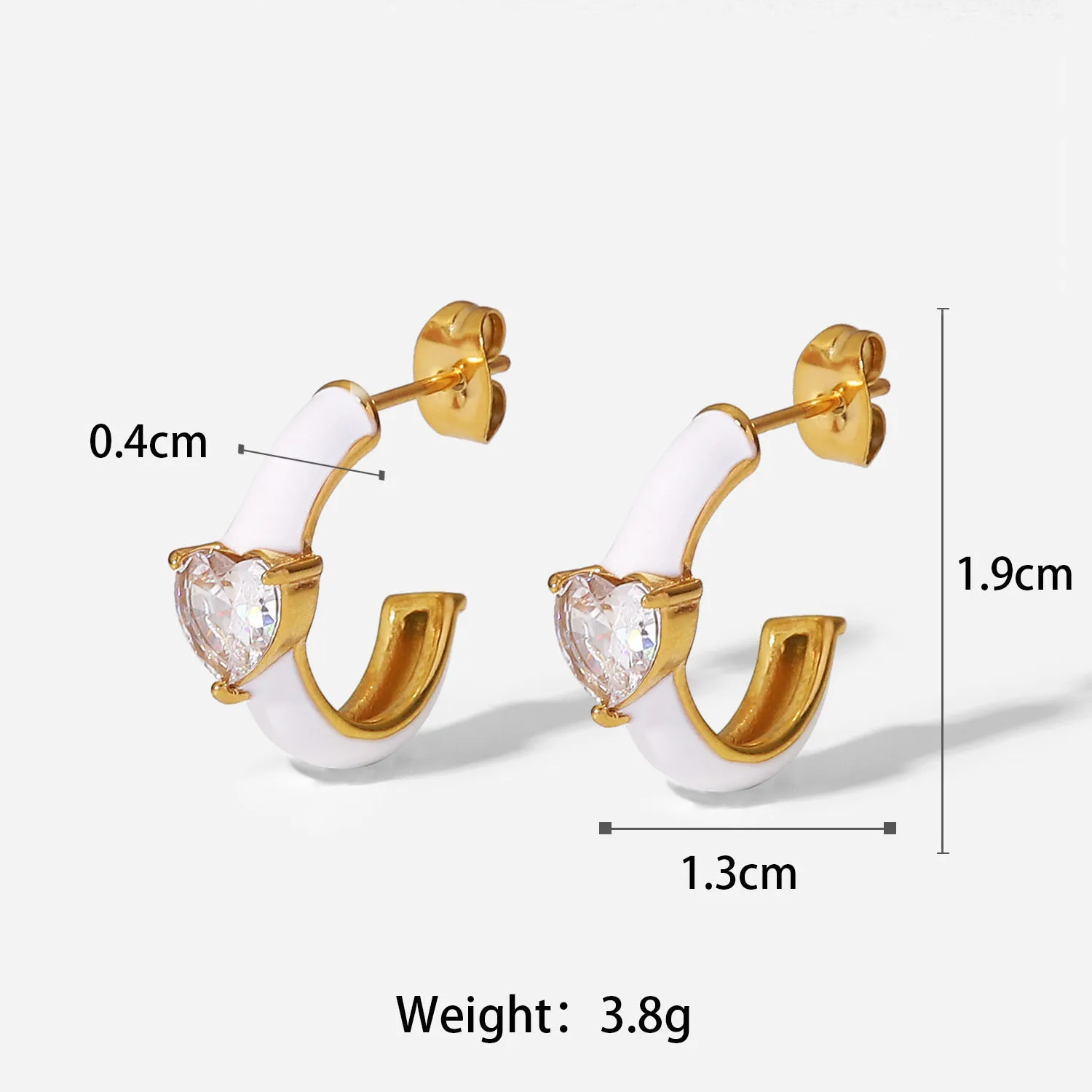 Stainless Steel PVD 18K Gold Plated Tarnish Waterproof Enamel Heart Hoop Earrings For Woman Jewelry Wholesale Trendy