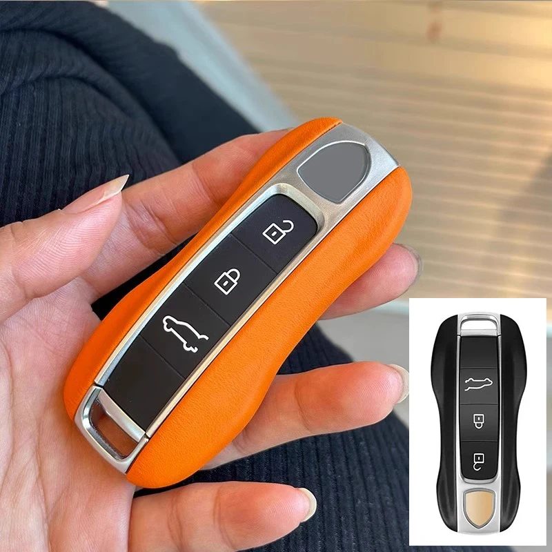 Для Porsche Macan Cayenne Panamera Taycan Boxster 718/911 натуральный кожаный чехол для ключей от автомобиля брелок для ключей с дистанционным управлением