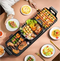 220V Household Electric Grill Hot Pot Electric Barbecue Grill Multi-function BBQ Machine Frying Pan
