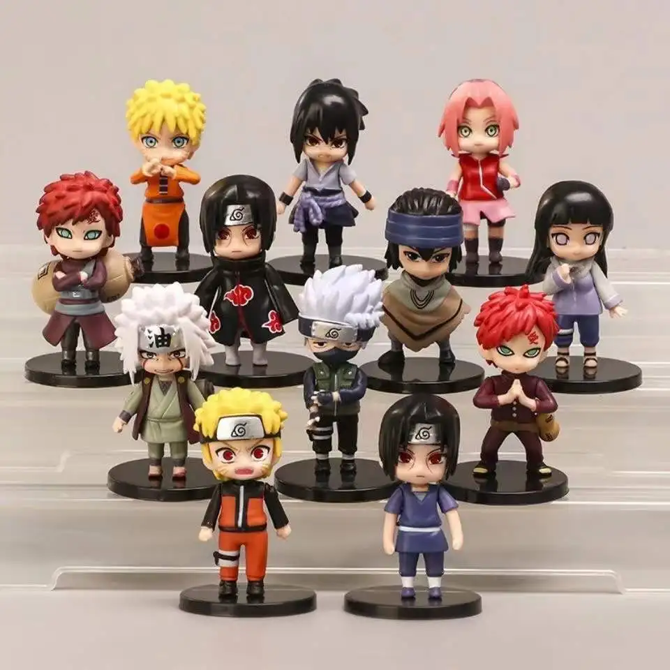 

12PCS/set Naruto Doll Kawaii Action Haruno Sakura Uzumaki Sasuke Kakashi anime figure Toys for children