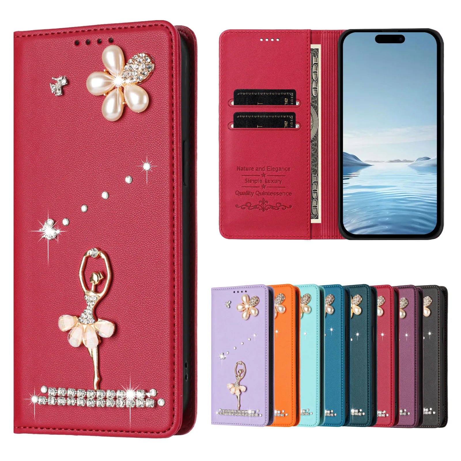 Чехол-флип с дизайном «Балерина» для Nubia Z80 Ultra, Z70S, Z70, Z60, V80 Max, V70, Red Magic 10 Pro, магнитный, кожаный, с отделением для 2 карт и функцией кошелька (art.: 3920d83cfebf7) - 3920d83cfebf7