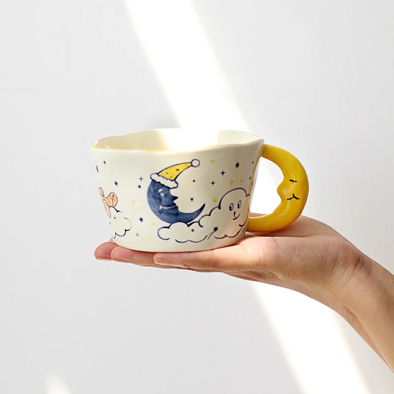 

Корейский симпатичный ручная роспись медведь Луна керамическая кружка креативная чашка для завтрака кухонная посуда для напитков красивые кружки для молока чая кофе Забавный подарок