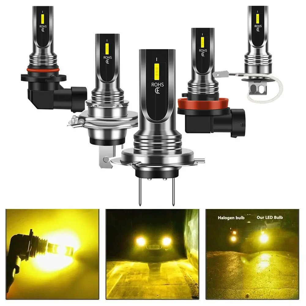 80 Вт 1860 CSP желтая Φ H3 H4 H7 9005 9006 H11 COB Автомобильная противотуманная лампа дневных