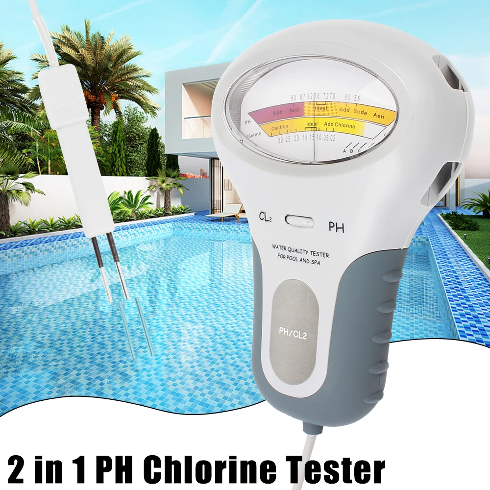 

Chlorine Tester PH Chlorine Meter Water Quality Testing Device 2 in 1 For Pool Aquarium PC-102 PH Tester CL2 Measuring