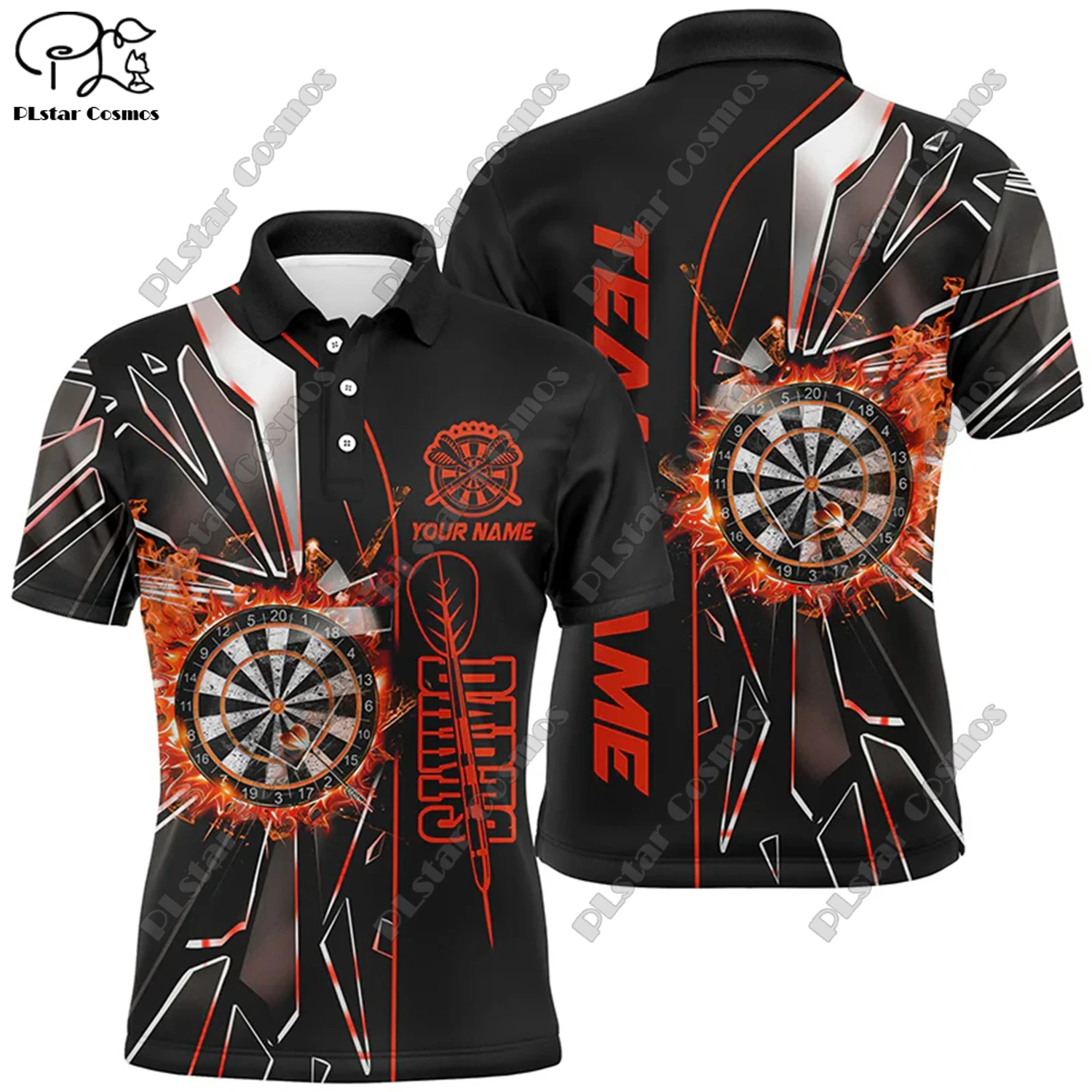 Футболка-поло с 3D-принтом пламени универсальная для отдыха спорта