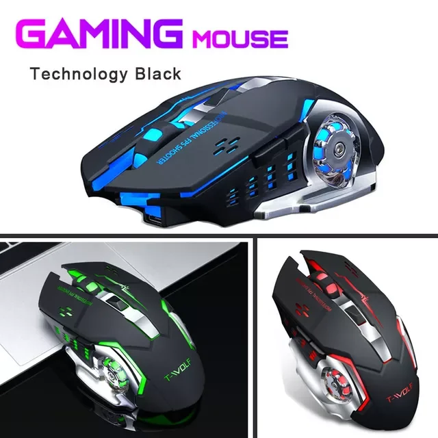 

Gaming Wireless Mouse Rechargeable Silent Cool Breathing Lamp Design Ergonomic Computer Responsive For Laptop PC Macbook Office