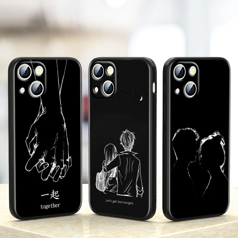 

Shadow Couple Antlers Dark For iPhone 13 12 11 Pro MAX mini XS MAX XR X 7 8 6 5S SE 2020 Plus Soft Black Phone Coque Fundas