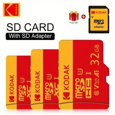 Kodak High Speed ​ ​ Карта Micro SD U3 класса 10, до 100 МБ/с, карта памяти TF с адаптером — доступна в 32 ГБ, 64 ГБ и 128 ГБ