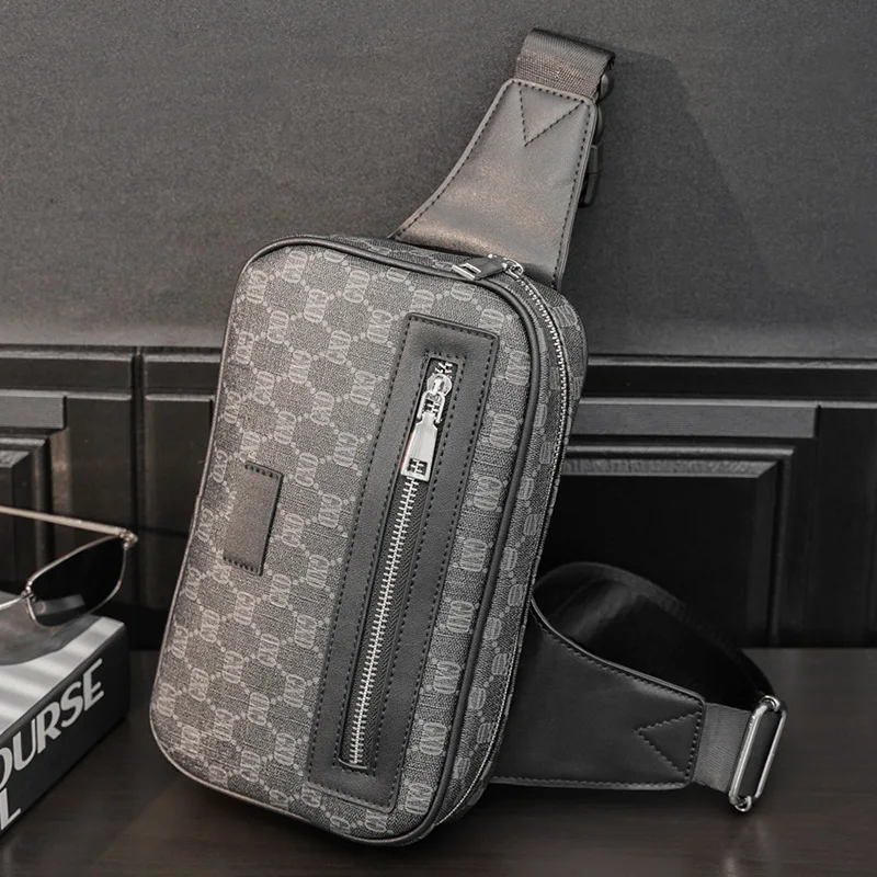 

New Luxury Brand Chest Bag for Men Street Trendy Small Shoulder Crossbody Bag GXD Plaid Pattern Phone Bag Chest Pack