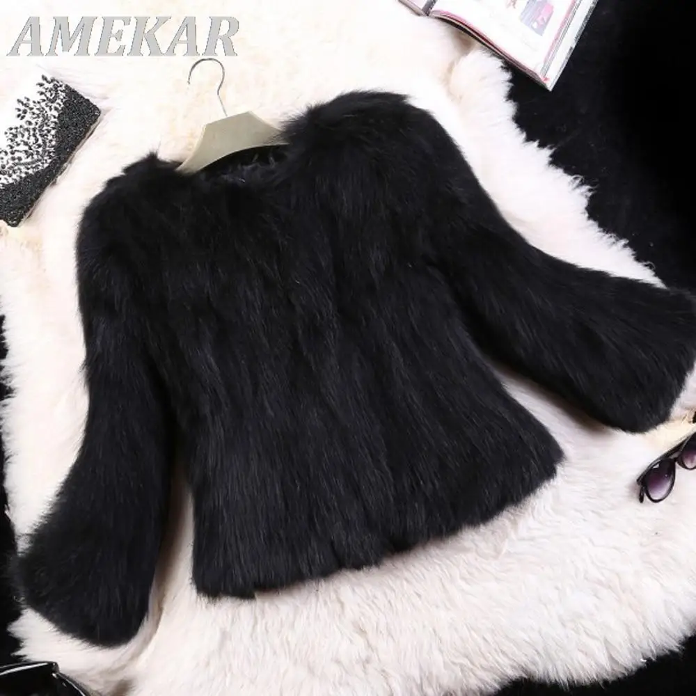 Women's Soft Real Fur Coat Jacket Winter Fluffy Waistcoat Outerwear Girl Lady Luxury Elegant Winter Warm Casual Solid Fur Coat