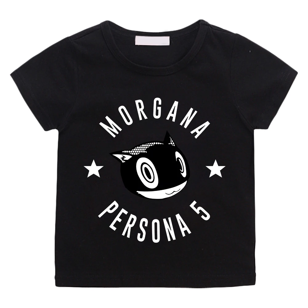 

Morgana Persona 5 Cat Graphic T-shirts 100% Cotton High Quality Casual Tee-shirt Boys/Girls Children Kawaii Cartoon Tshirts Cute
