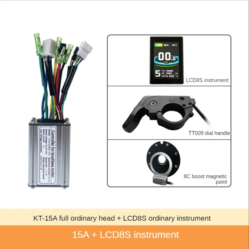 

KT-15A Ebike Controller Kit 36V48V 250W For Electric Bicycle Motor Conversion Kit With LCD8S Display Thumb Throttle