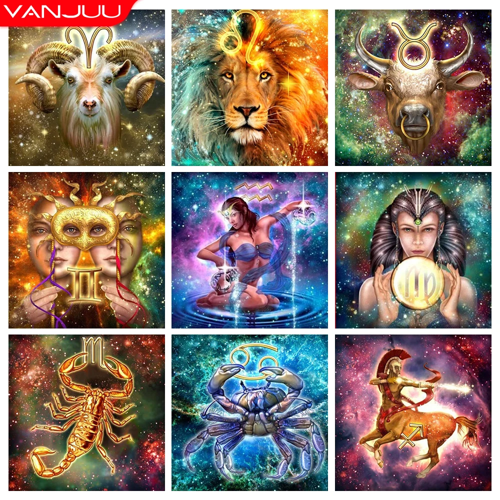

Zodiac Diamond Painting 5D Star Signs Diamond Mosaic Full Square/Round Drill Diamond Embroidery Constellation Kid Decor DIY