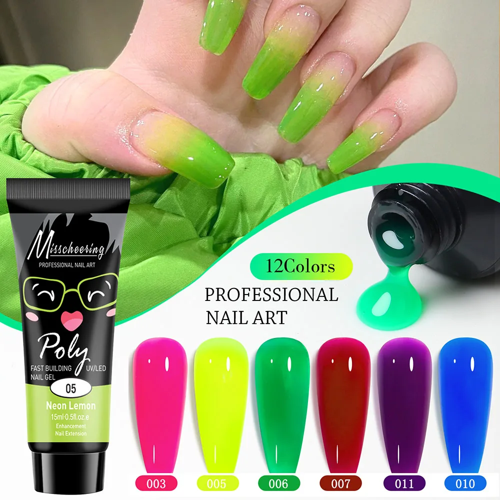 

Acrylic Gel Nail Builder Glue Lasting Soak Off UV Fluorescent Poly Nail Gel For Nails Extension Gel Beauty DIY Art Manicure