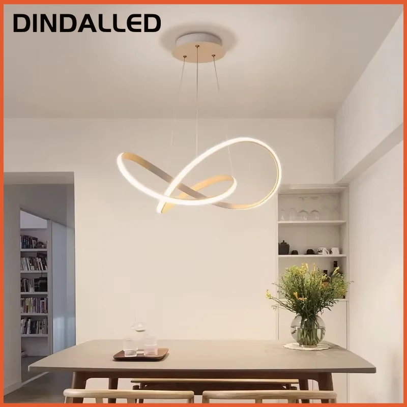 Фото Современный светодиодный подвесной светильник DINDALLED для гостиной, столовой, спальни, отеля, подвесная люстра, светильники для внутреннего освещения №1