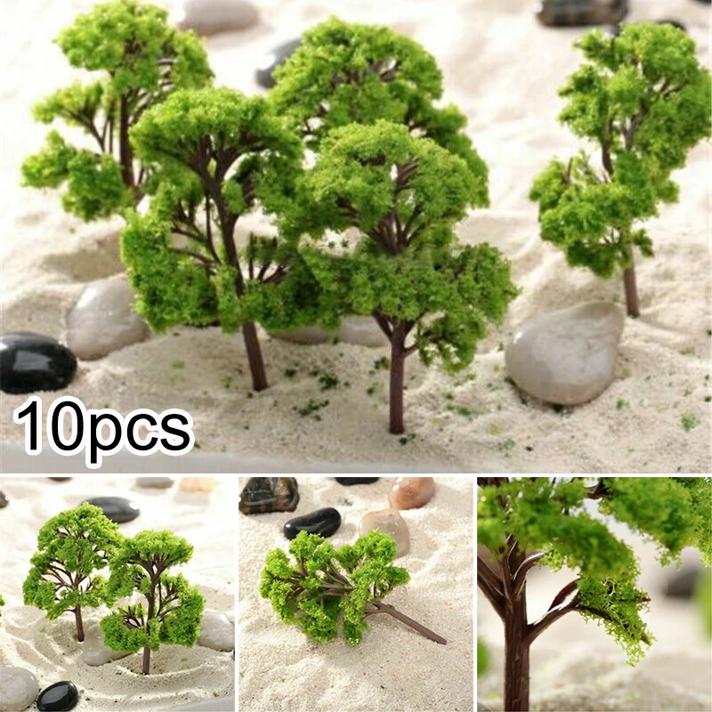 

10pcs Plastic Simulation Tree Model Tree Mini Green Tree Landscape Railway Decoration Building Landscape Parts Proportion Scene