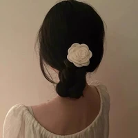 korean camellia white one word clip sen womens three dimensional high elastic hair circle headdress mesh flower hairpin hair
